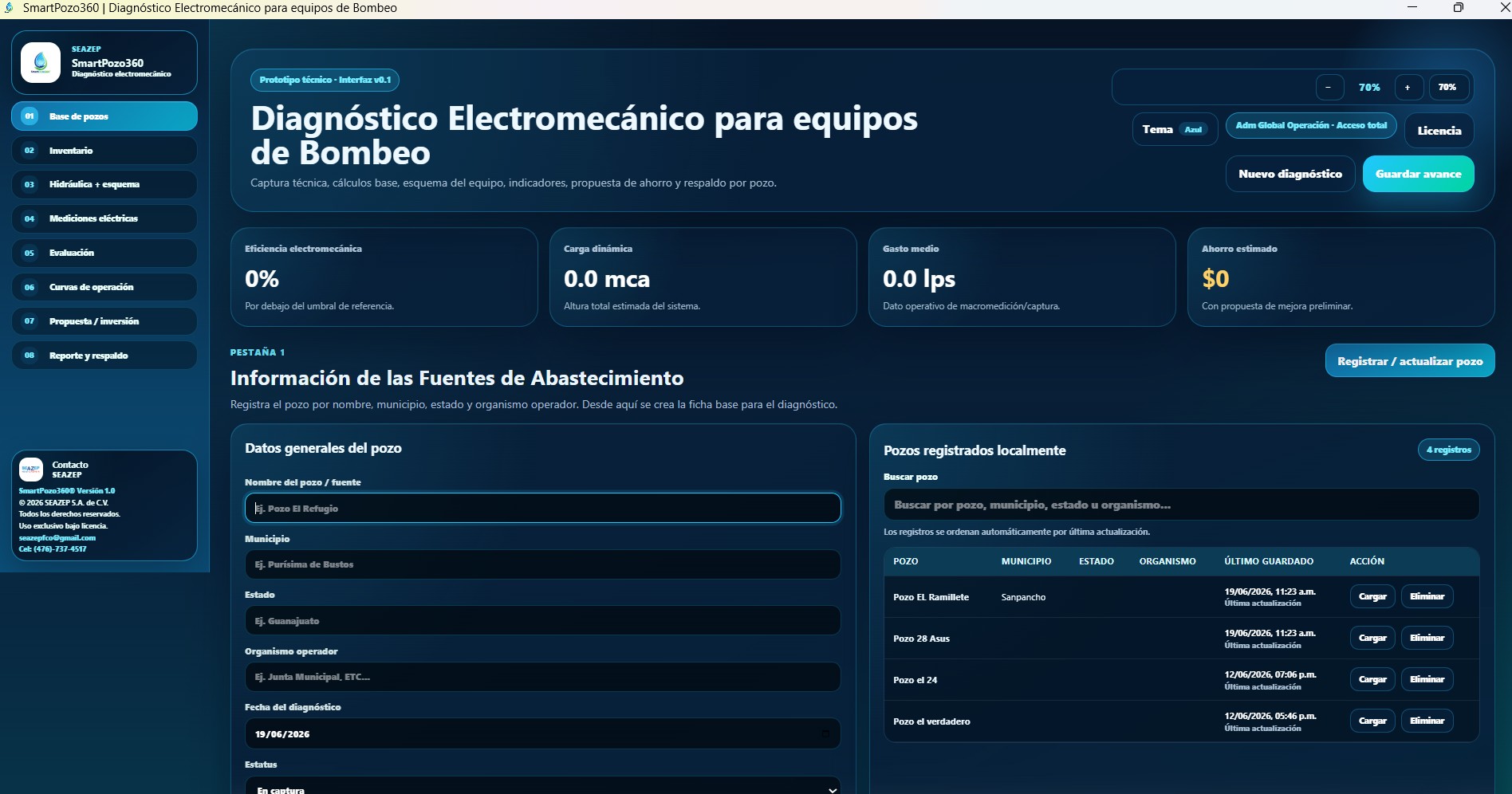Módulo Base de fuentes de SmartPozo360