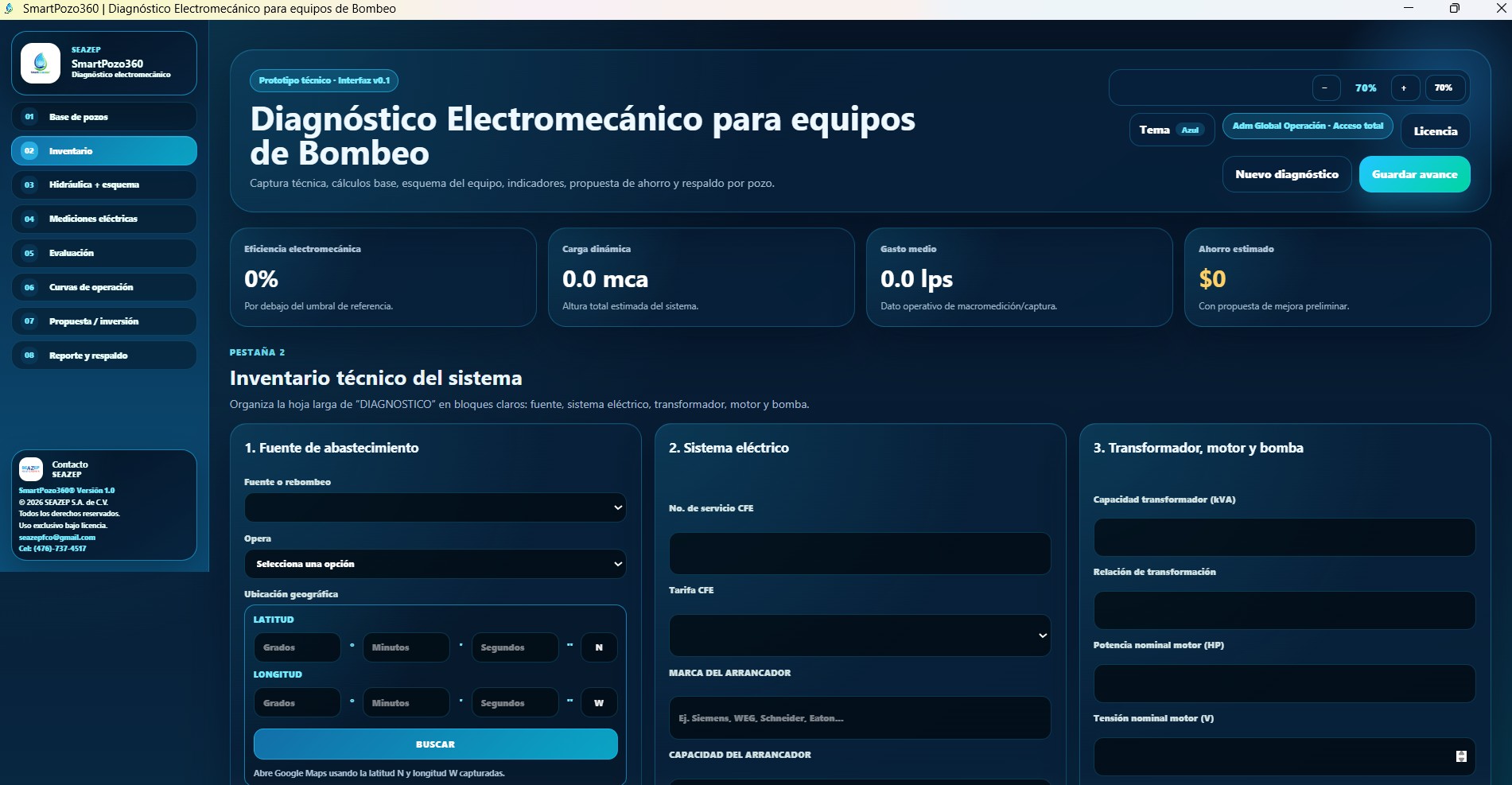 Módulo Inventario técnico de SmartPozo360
